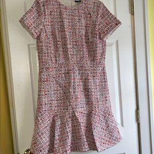 Ann Taylor Multicolor Tweed Flounce Hem Dress